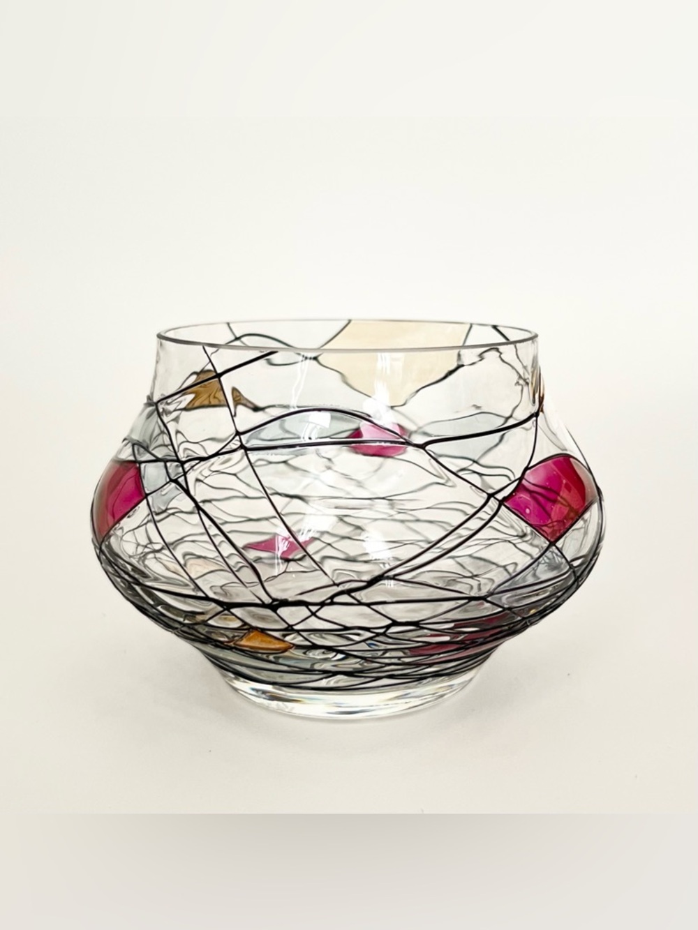 PartyLite Glass Tealight Candle Holder Tiffany Mondrian Inspired Delicate Art - Picture 4 of 7